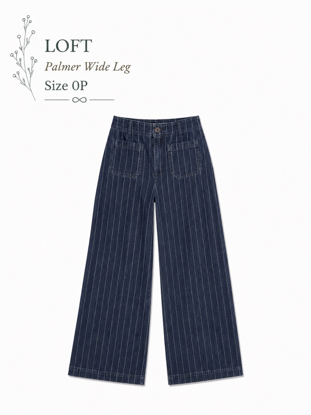 LOFT Navy Pinstripe Palmer Wide Leg Jeans